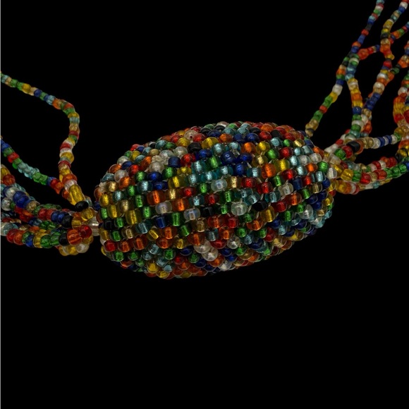 Vintage Colorful Multicolor Beaded Necklace 7 Strand w/Large Beaded Pendant - Picture 3 of 5